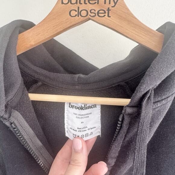 Brooklinen Black Full Zip Hoodie XS Modal Blend 16-3074 - Picture 3 of 4